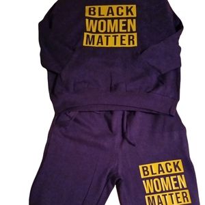 Black women matter sweatsuit with hoodie